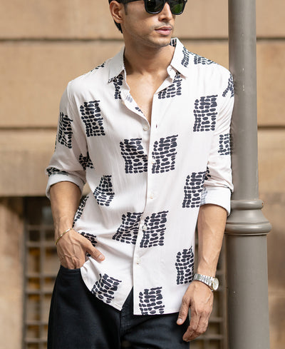 Cream Printed Shirt