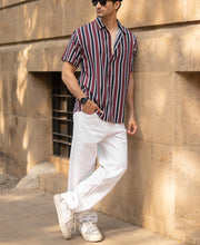 Dark Brown Printed Stripe Shirt