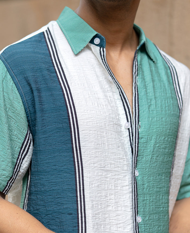 Green Lightweight Structure Stripe Shirt