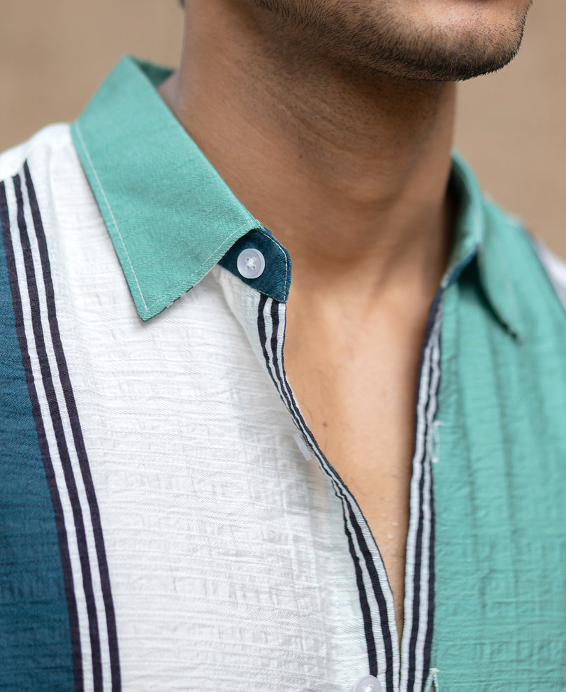 Green Lightweight Structure Stripe Shirt