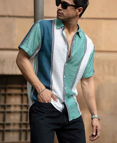 Green Lightweight Structure Stripe Shirt