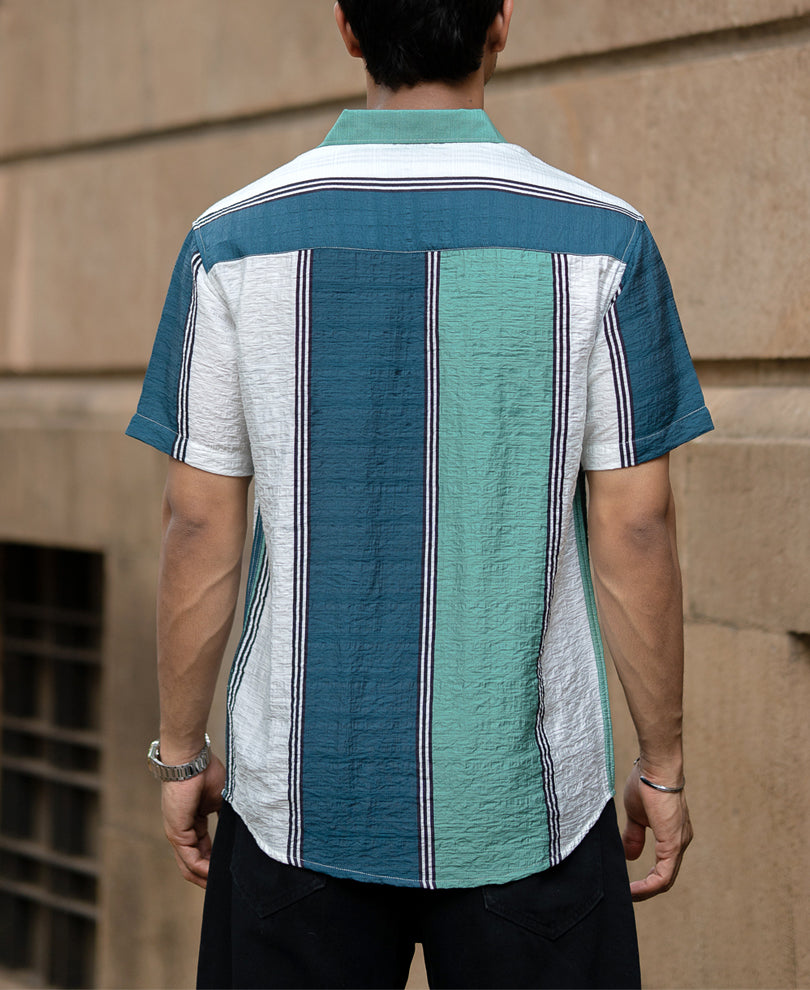 Green Lightweight Structure Stripe Shirt
