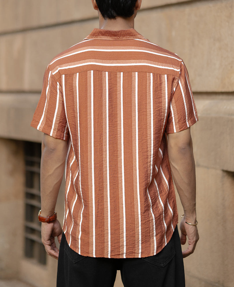 Tan Stripe Flowy Shirt