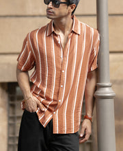 Tan Stripe Flowy Shirt