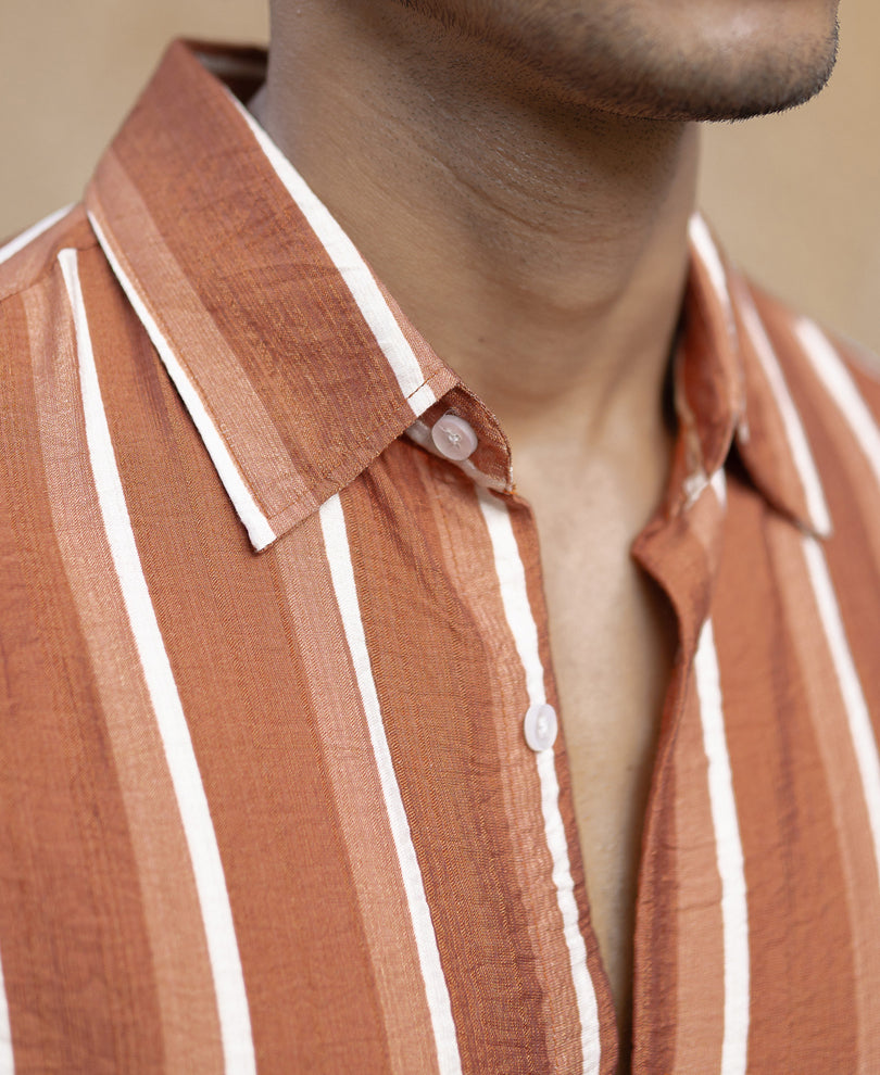 Tan Stripe Flowy Shirt