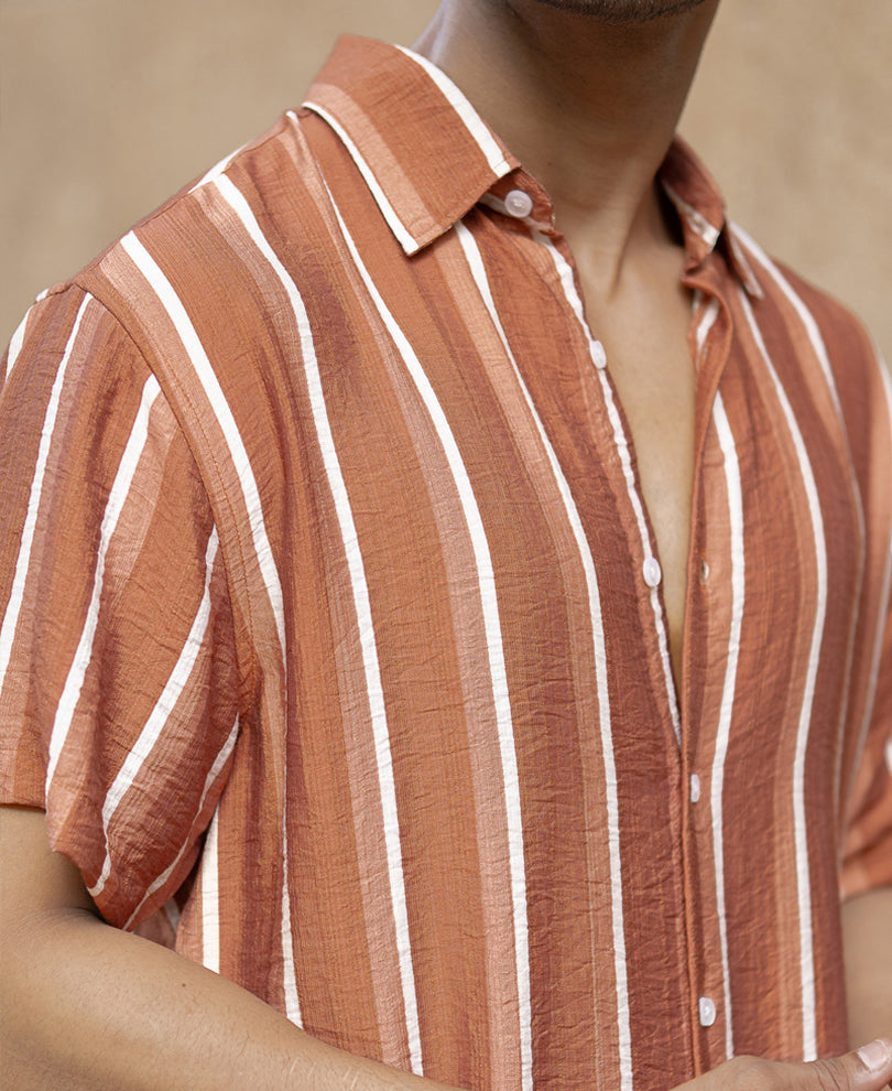 Tan Stripe Flowy Shirt