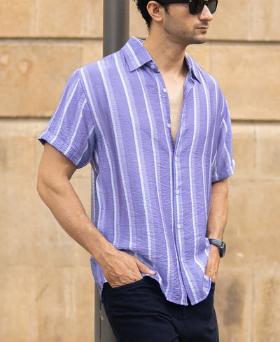 Lavender Stripe Flowy Shirt