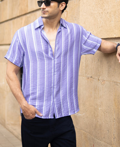 Lavender Stripe Flowy Shirt