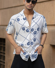 White Lightweight Floral Print Shirt