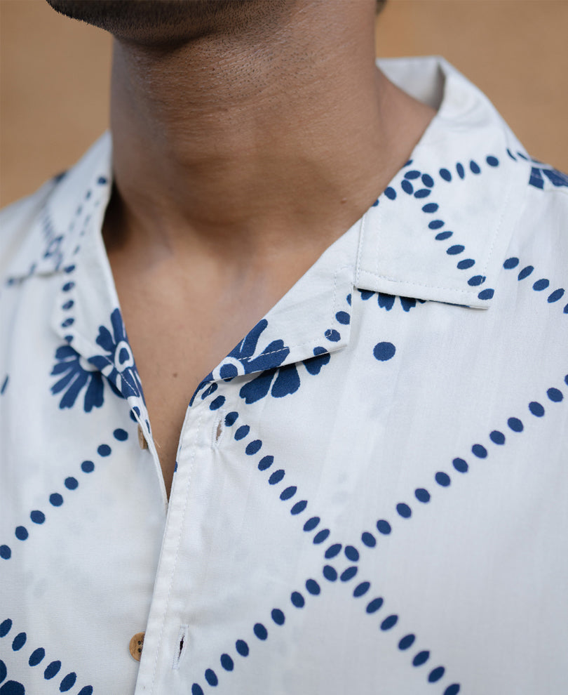 White Lightweight Floral Print Shirt