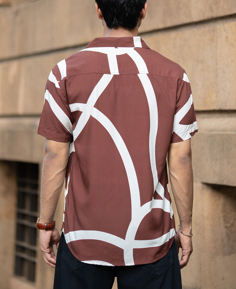 Brown Abstract Print Shirt