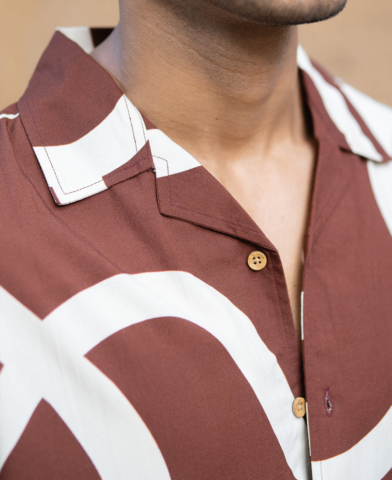 Brown Abstract Print Shirt