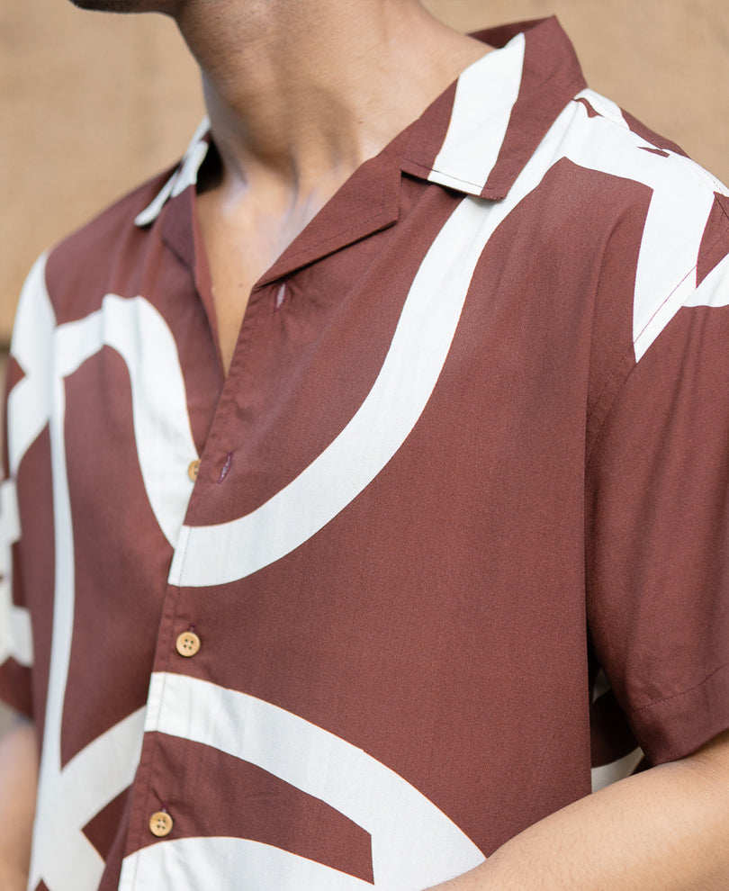 Brown Abstract Print Shirt