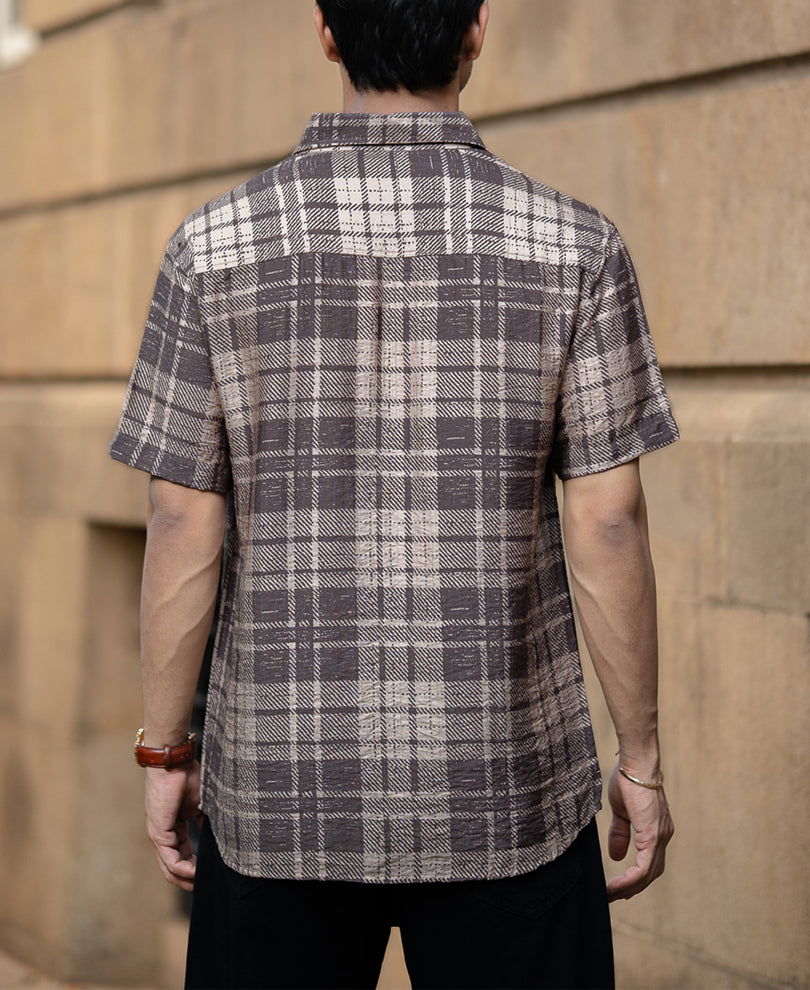 Sand Printed Checks Shirt