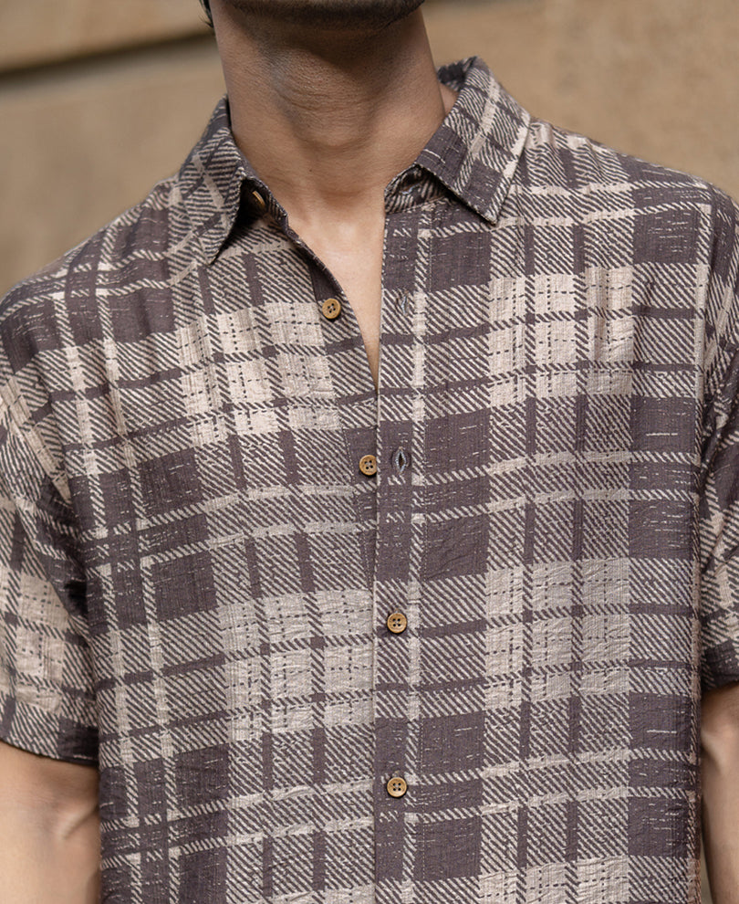 Sand Printed Checks Shirt