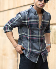 Grey Brushed Checks Shirt