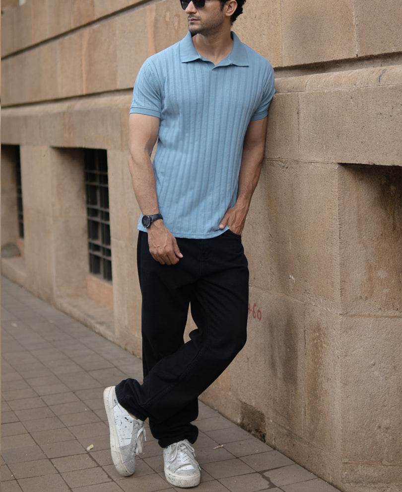 Grey Sky Self Stripe T-Shirt