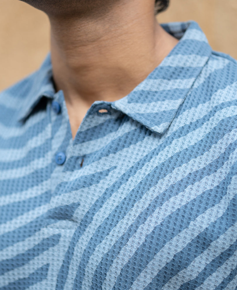 Grey Sky Abstract Print Polo T-Shirt