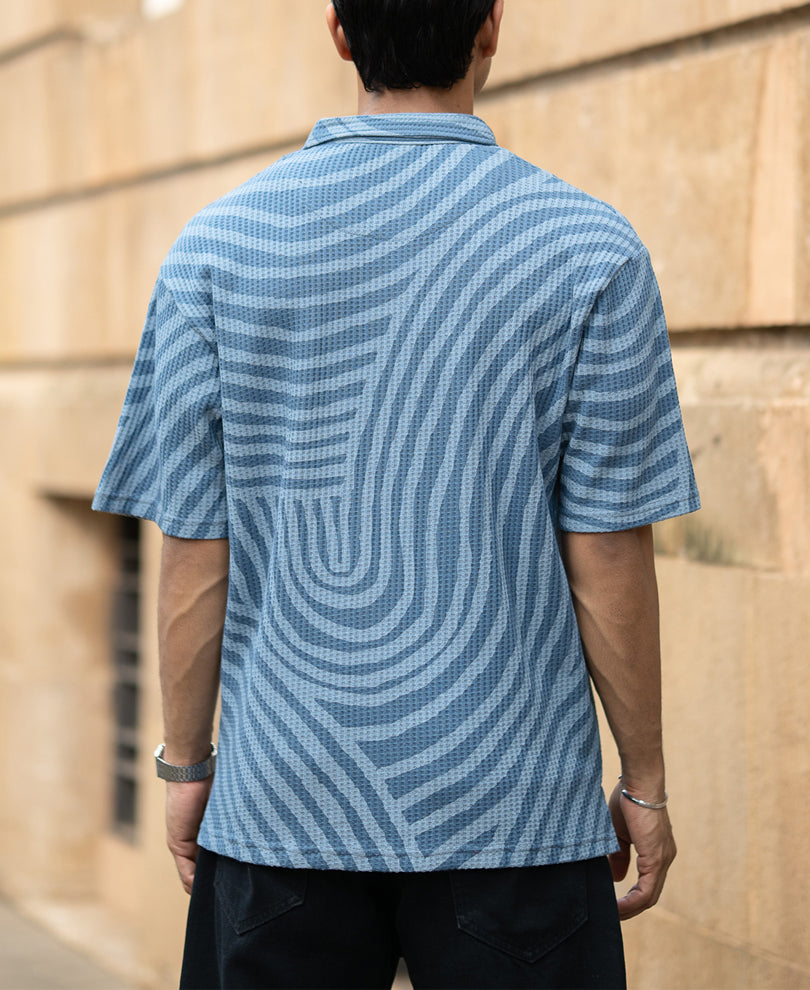 Grey Sky Abstract Print Polo T-Shirt