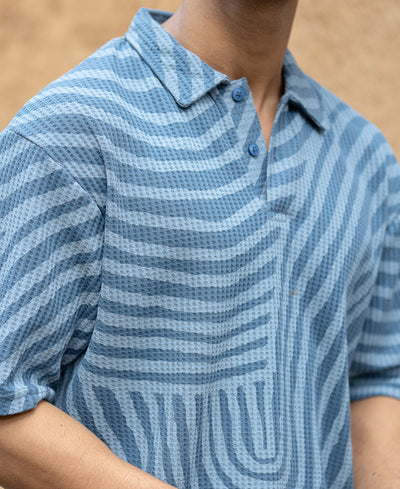 Grey Sky Abstract Print Polo T-Shirt