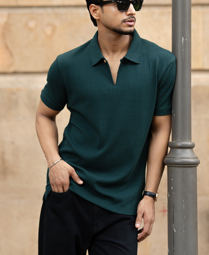 Pine Green Structured T-Shirt