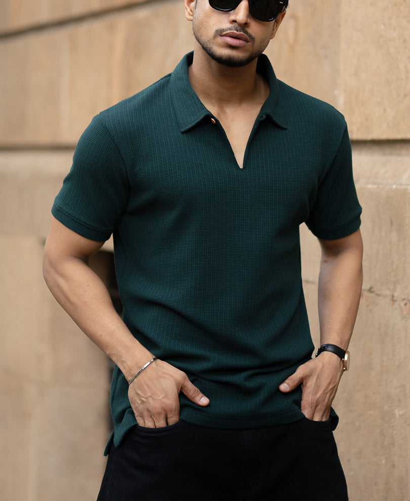 Pine Green Structured T-Shirt