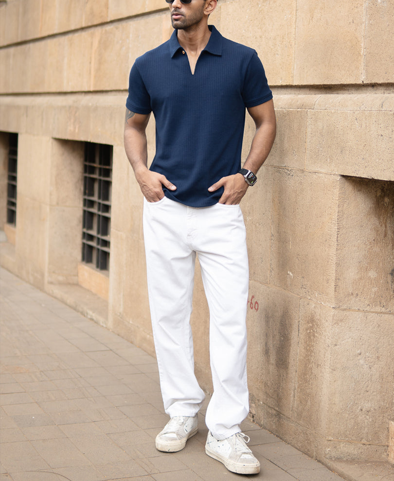 Navy Structured Polo T-Shirt