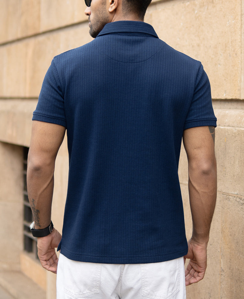 Navy Structured Polo T-Shirt