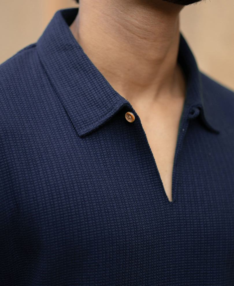 Navy Structured Polo T-Shirt