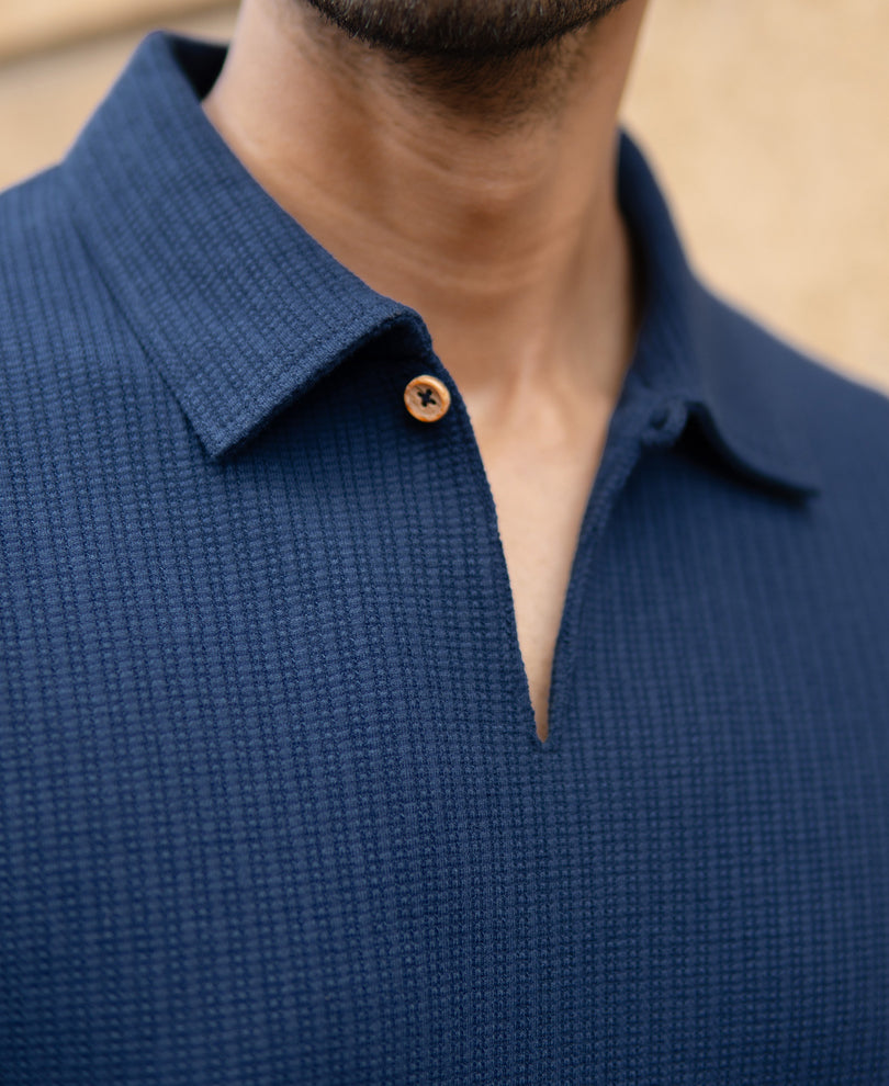 Navy Structured Polo T-Shirt