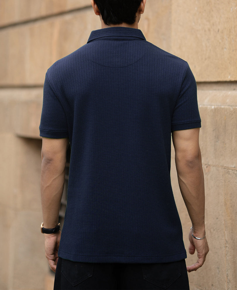 Navy Structured Polo T-Shirt