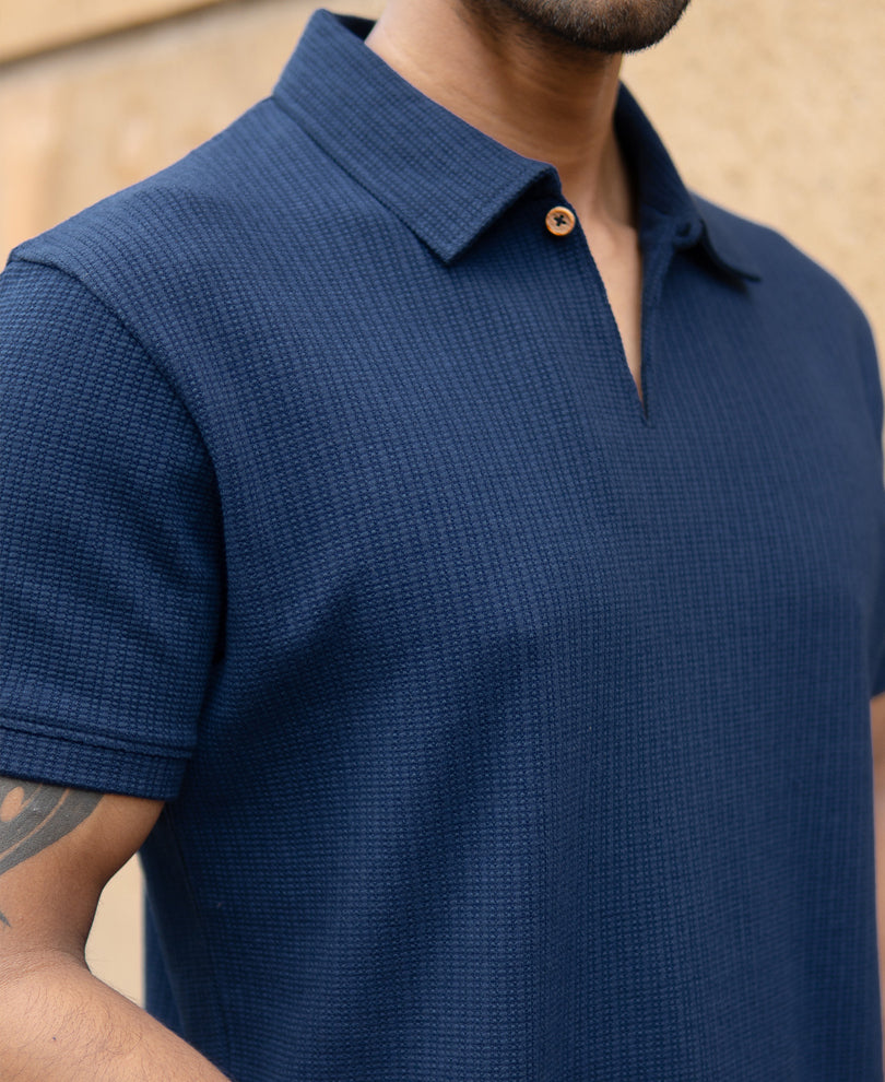 Navy Structured Polo T-Shirt