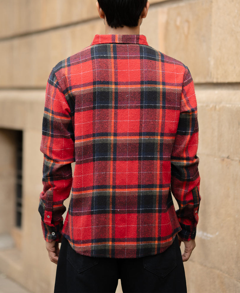 Red Brushed Checks Shirt