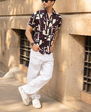 Wine Printed Lightweight Shirt.