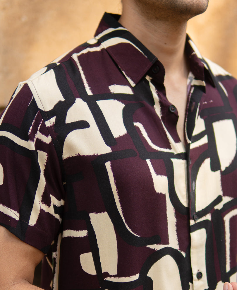 Wine Printed Lightweight Shirt