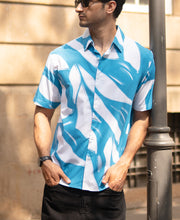 Blue Abstract Print Lightweight Shirt