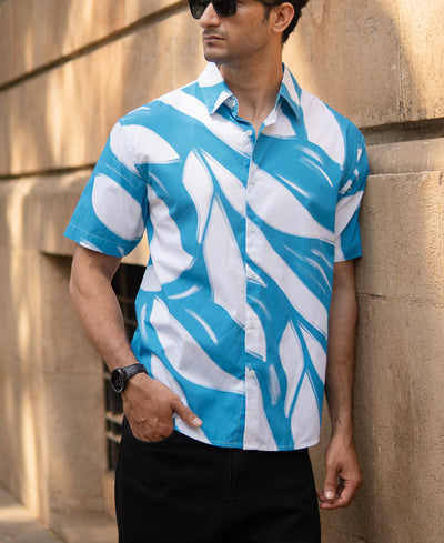 Blue Abstract Print Lightweight Shirt