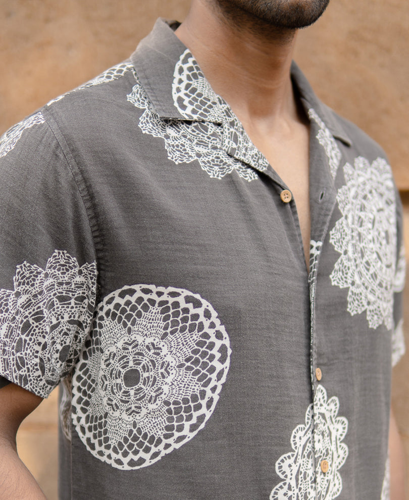 Grey Mandala Print Shirt