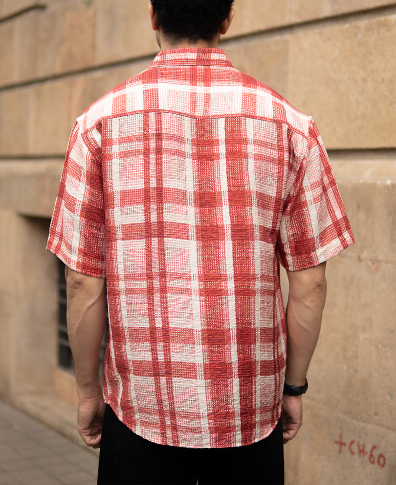 Red Ochre Printed Checks Shirt