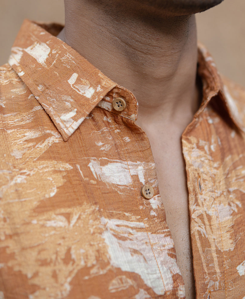 Mustard Abstract Print Flowy Shirt