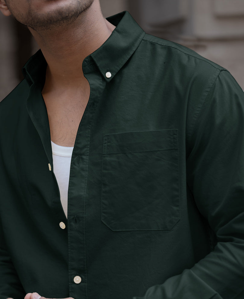 Bottle Green Full Sleeves Shirt
