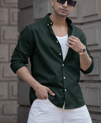Bottle Green Full Sleeves Shirt