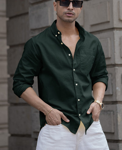 Bottle Green Full Sleeves Shirt