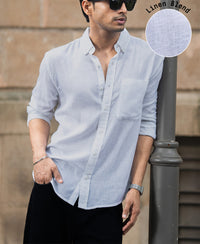 White Linen Blend Shirt