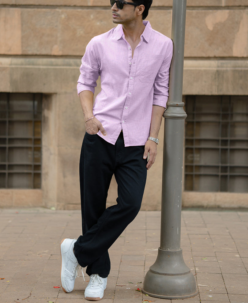 Light Lilac Linen Blend Shirt