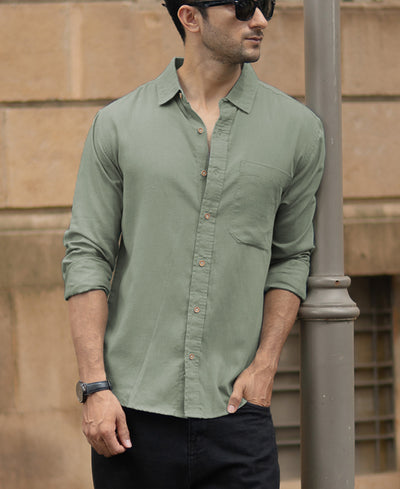 Sage Green Linen Blend Shirt
