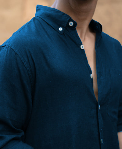 Moonlight Blue Linen Blend Shirt
