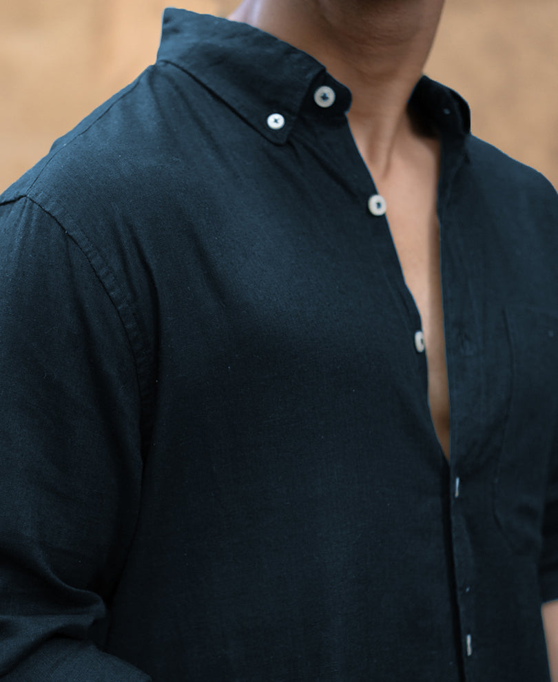 Airforce Blue Linen Blend Shirt