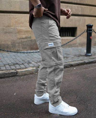 Grey Cotton Cargo Pants