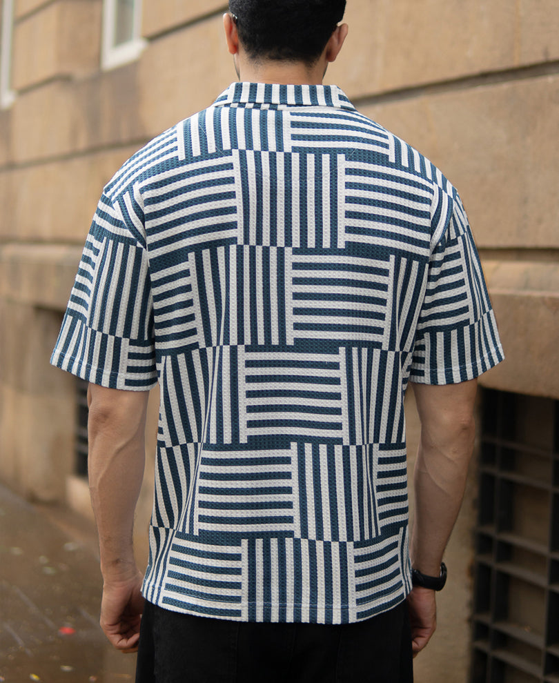 Blue Geometric Printed T-Shirt